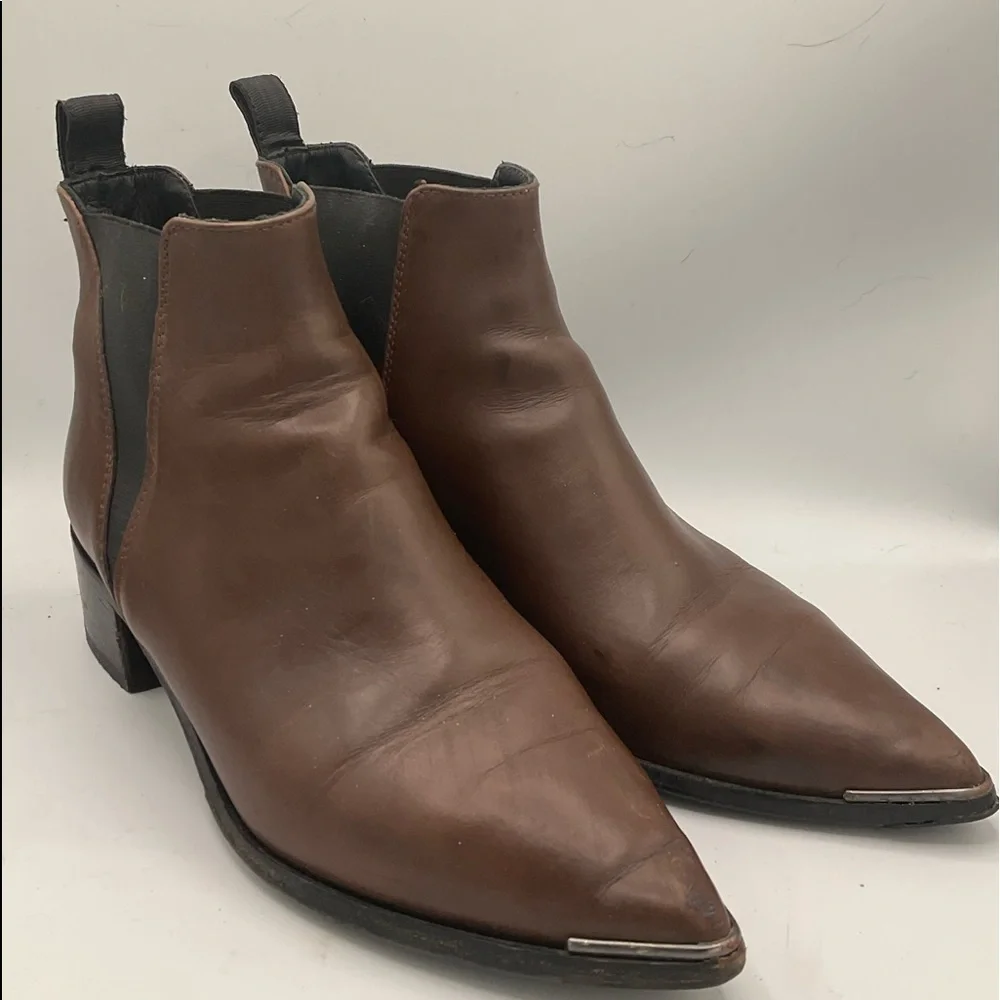 “ACNE STUDIO” “JENSON” Brown Leather Ankle Boots - Picture 1 of 16